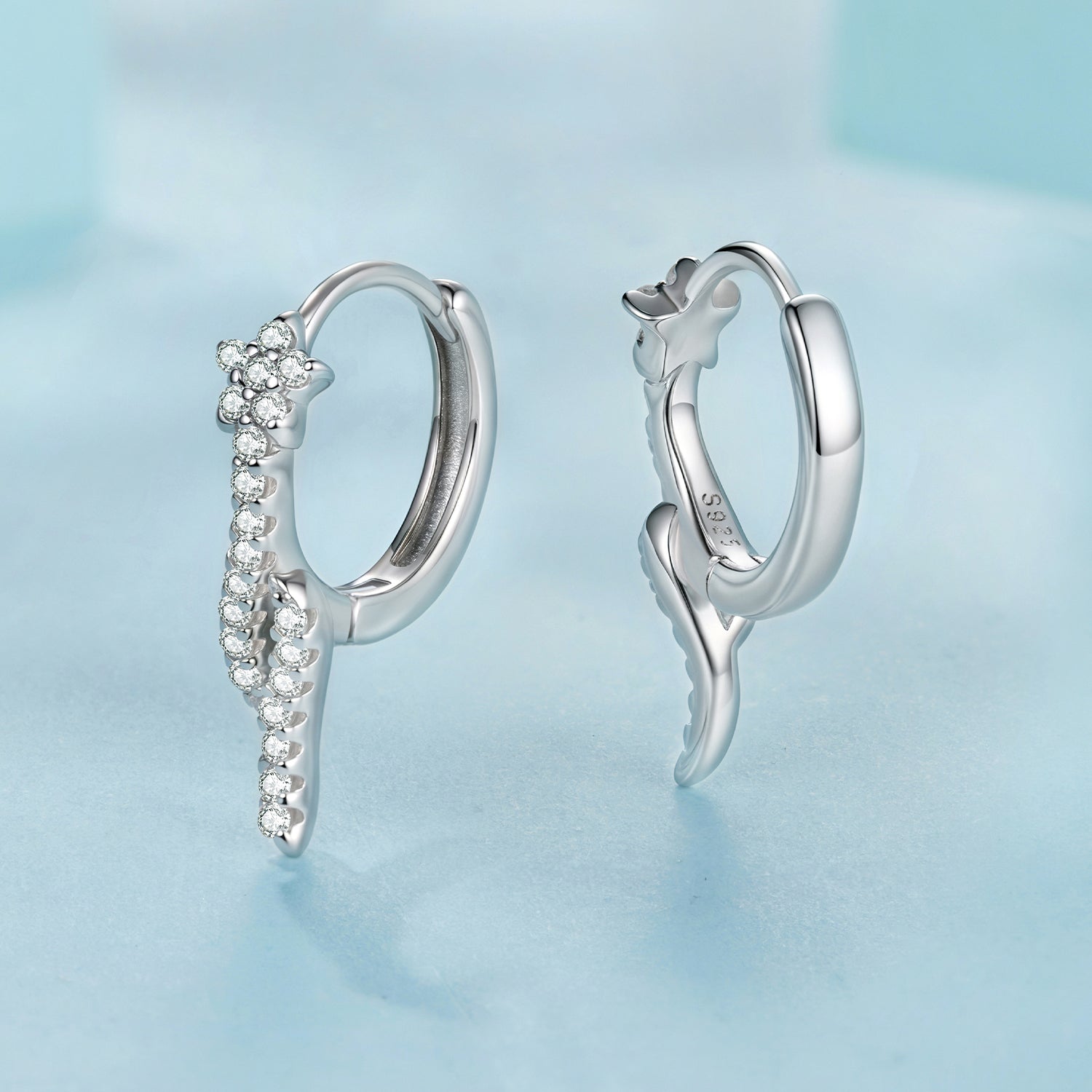 925 Sterling Silver Plated White Gold Earrings with CZ for Women