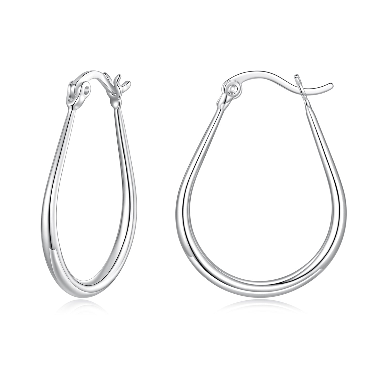 925 Sterling Silver Earrings for Women - 2.9x0.2cm, Plated White Gold, Style L