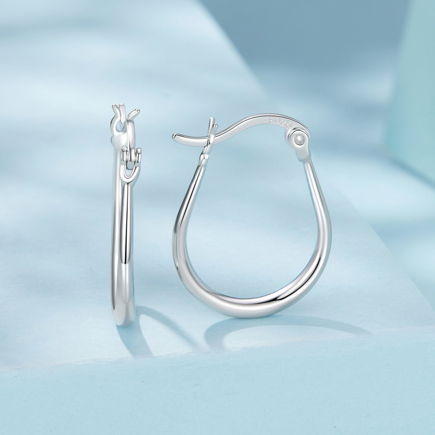 925 Sterling Silver Earrings for Women - 2.9x0.2cm, Plated White Gold, Style L