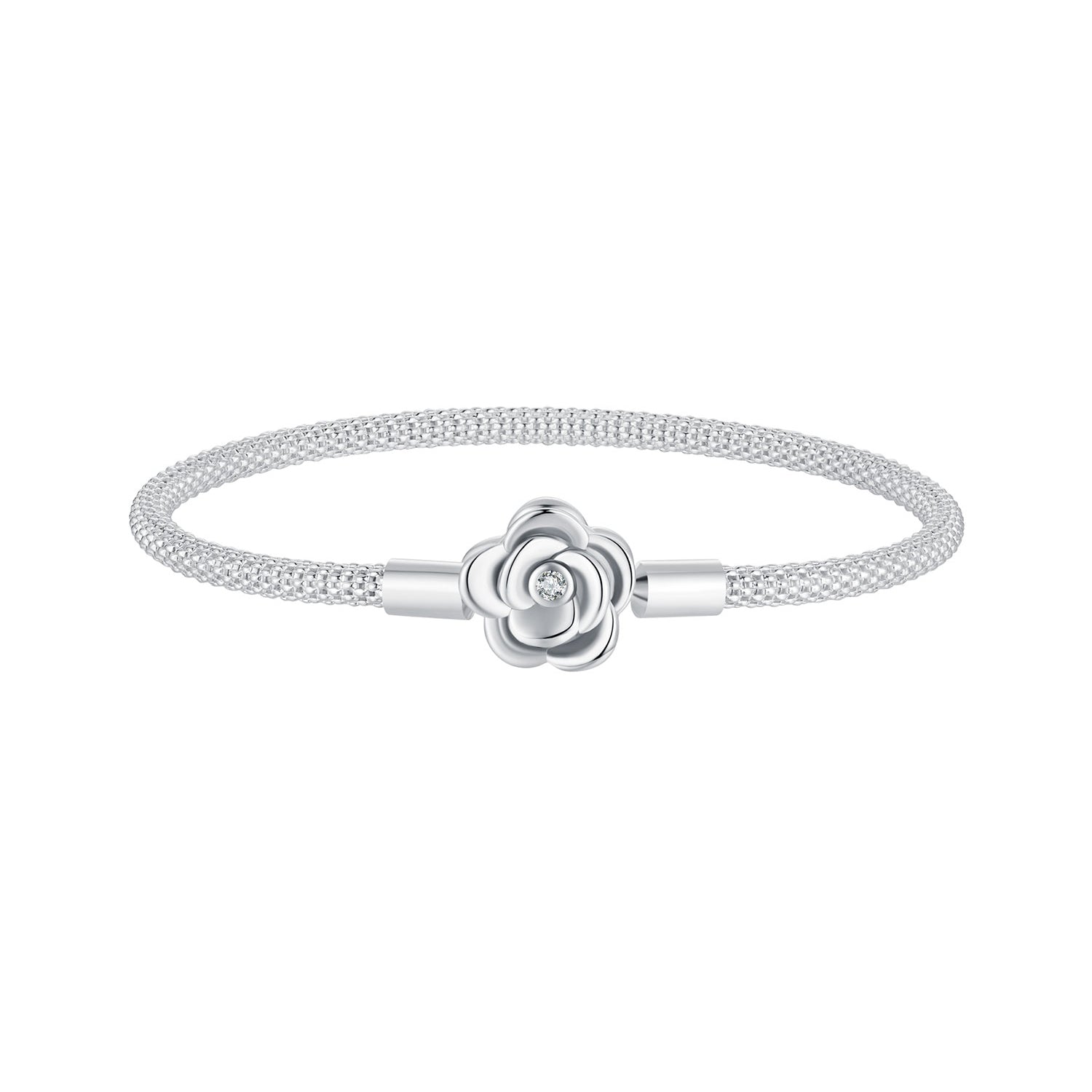 925 Sterling Silver Bracelet with Oxidized Finish and CZ 17.0 cm