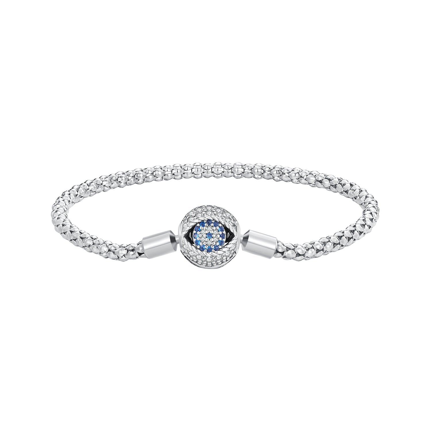 925 Sterling Silver Pavé Setting CZ 17.0 cm Oxidized Silver Bracelet for Women