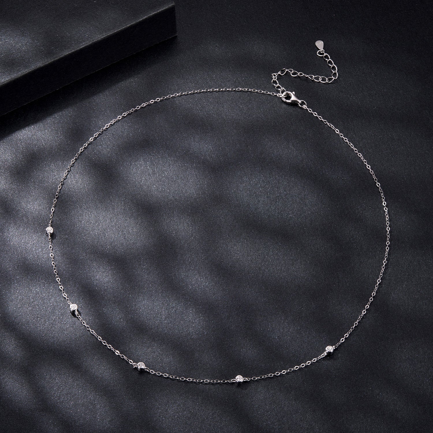 925 Sterling Silver White Gold Plated Adjustable Moissanite Necklace for Women