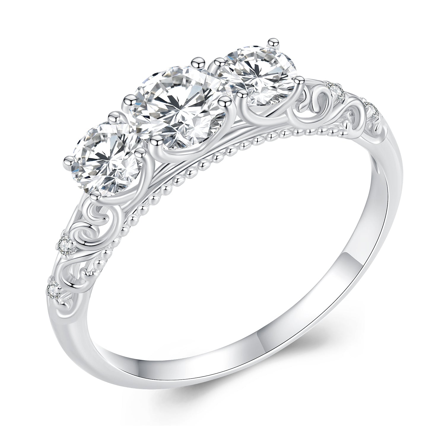 925 Sterling Silver Moissanite Pavé Setting Ring Size 6 for Women