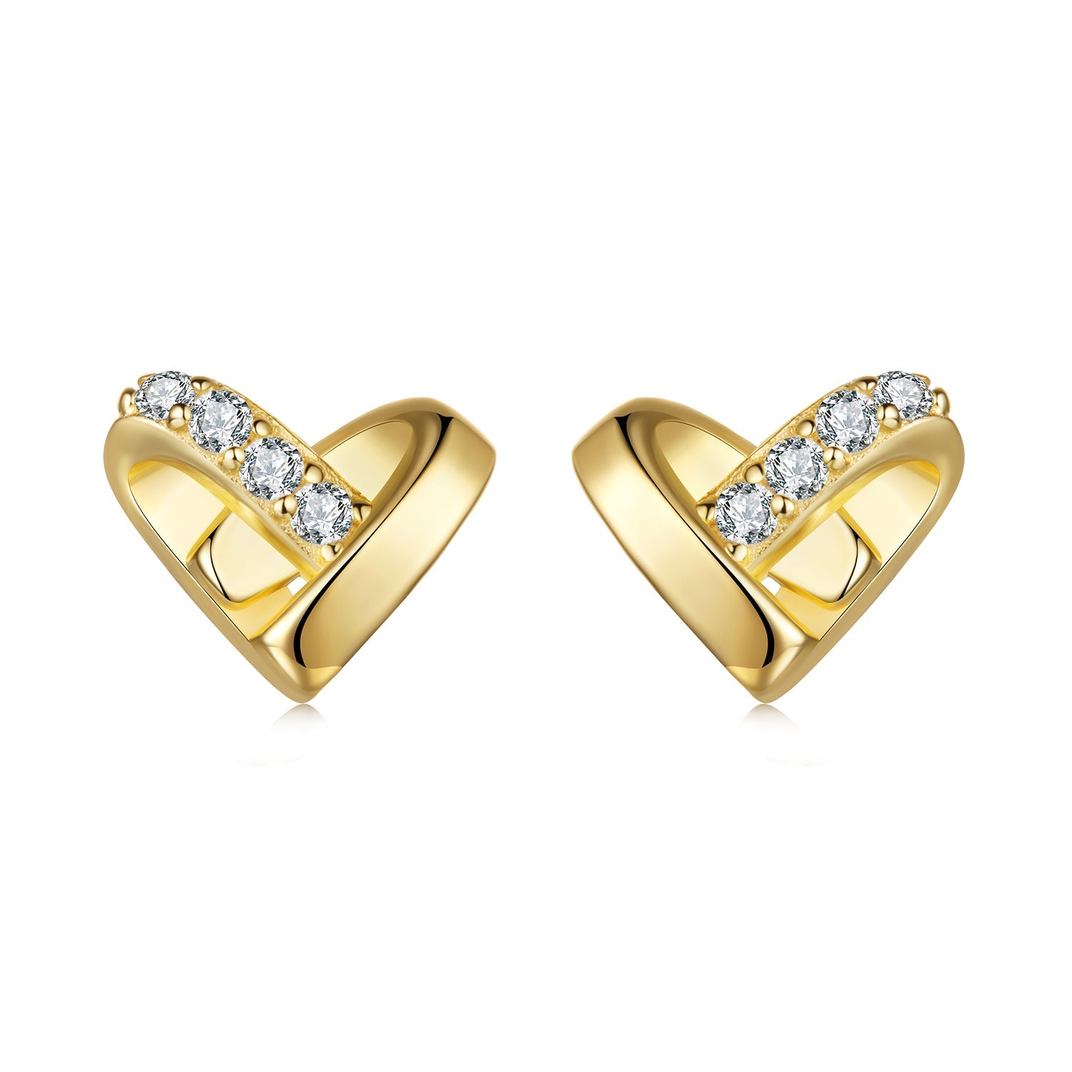 925 Sterling Silver Earrings with Pavé Setting CZ in Gold Plated