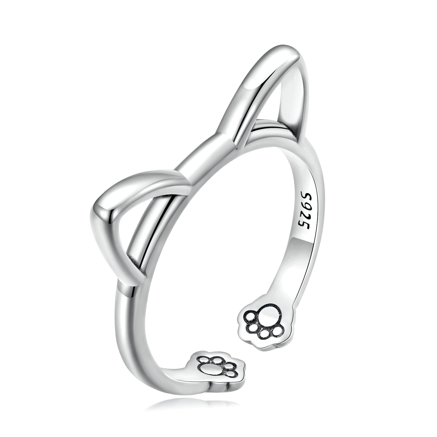 925 Sterling Silver Oxidized Paw Design Ring