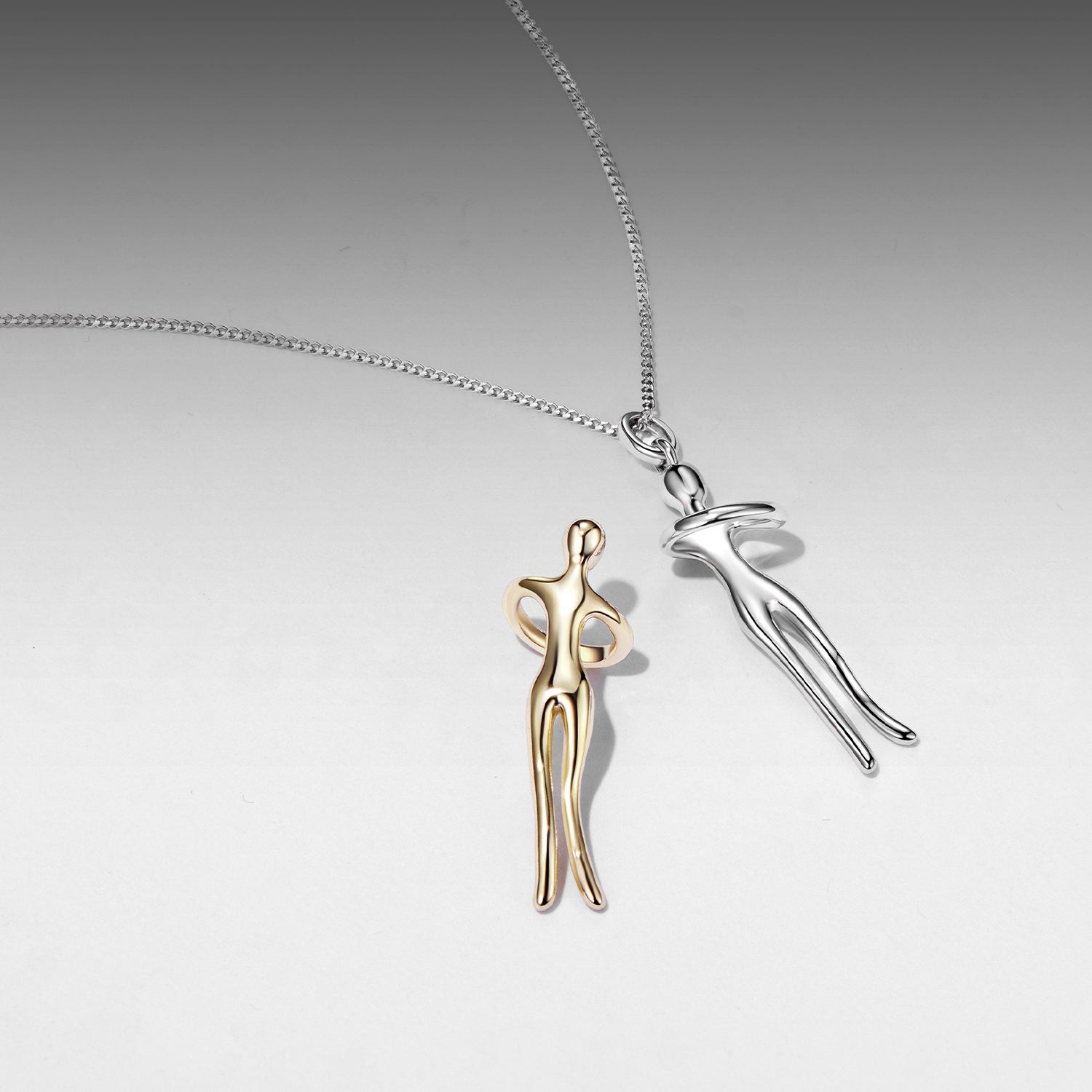 925 Sterling Silver Plated White Gold & Gold Necklace 40+5cm for Women