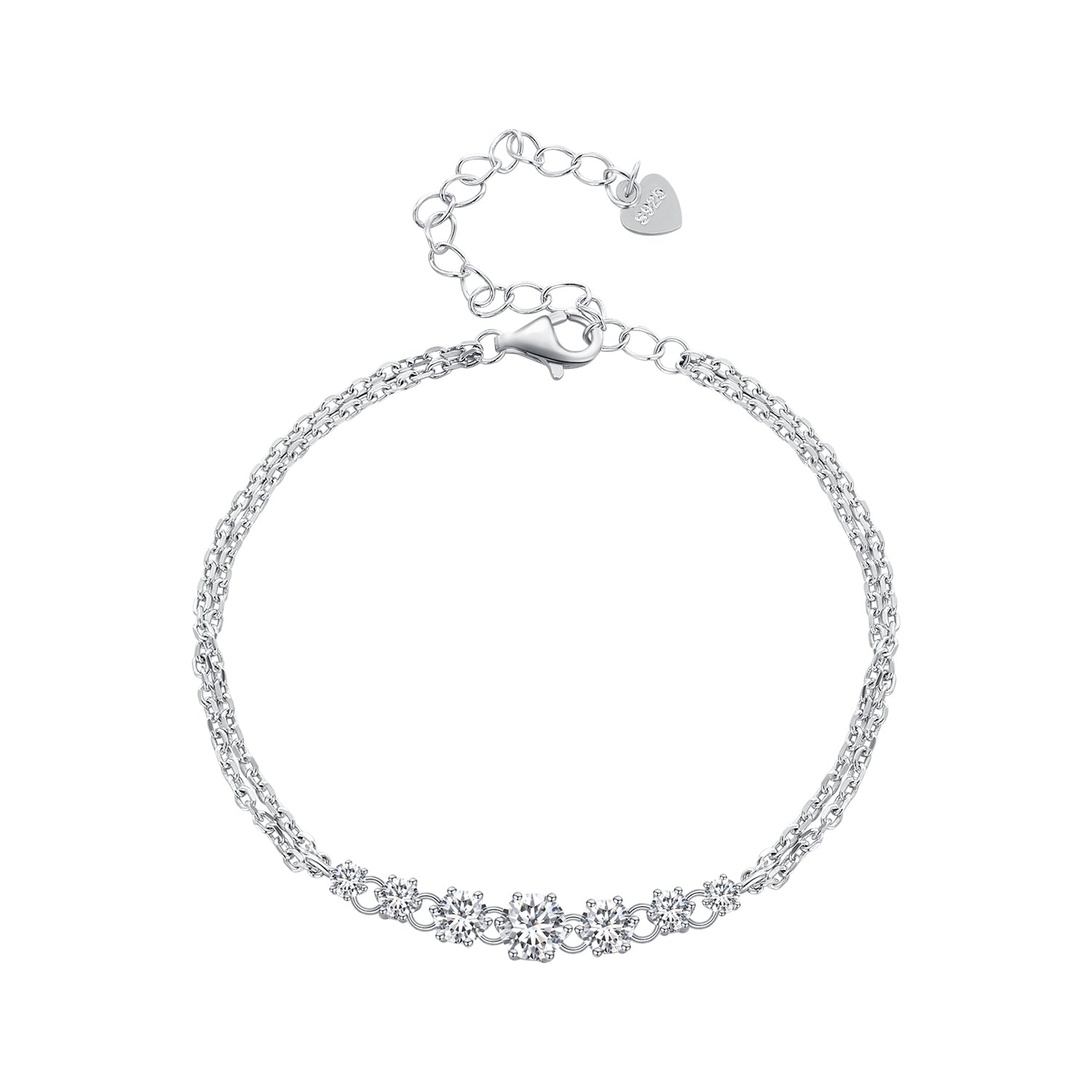 925 Sterling Silver 5MM Moissanite Bracelet for Women