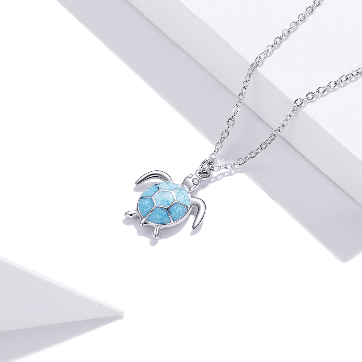 925 Sterling Silver Adjustable Necklace with Pavé CZ and Enamel, 44cm