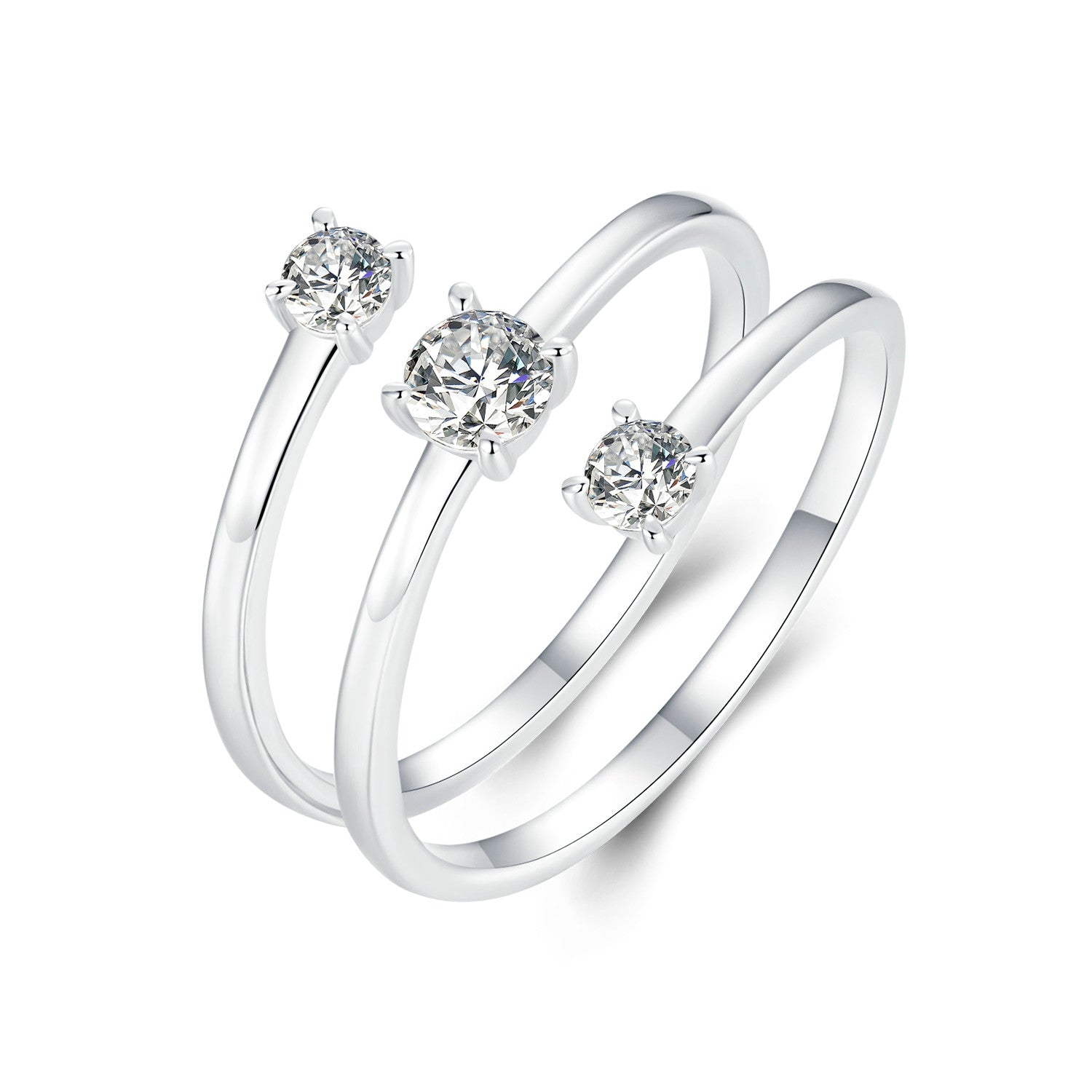 925 Sterling Silver White Gold Plated CZ Ring for Women