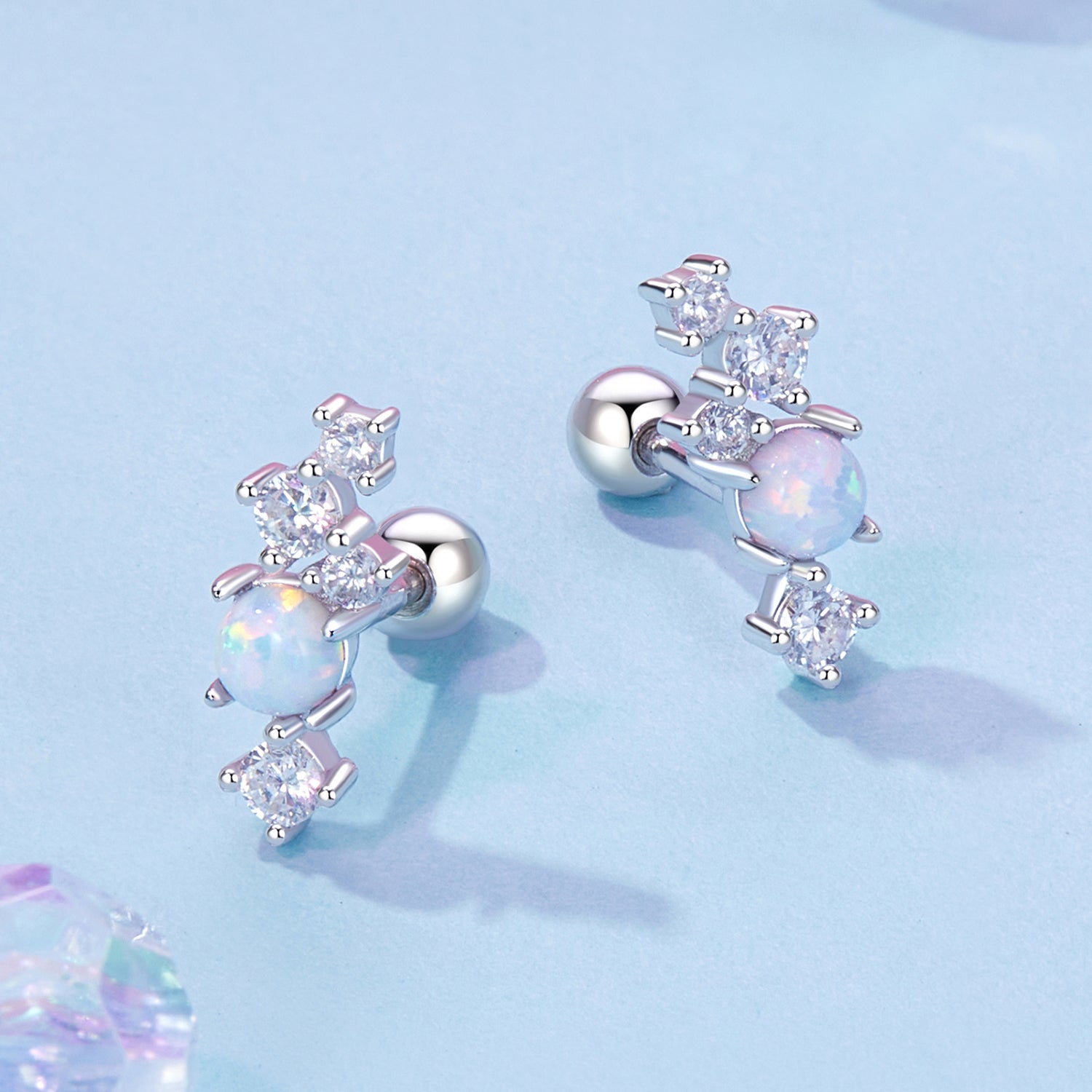925 Sterling Silver Translucent Opal CZ Earrings for Women