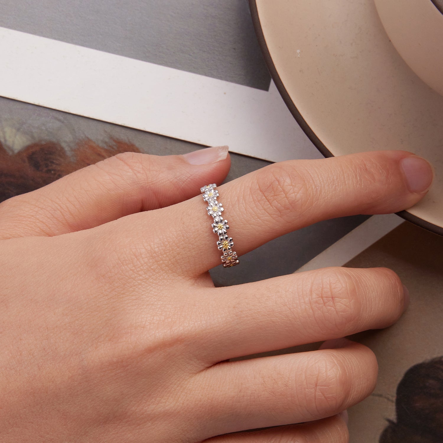 925 Sterling Silver Ring for Women - Style E, 0.4cm Width