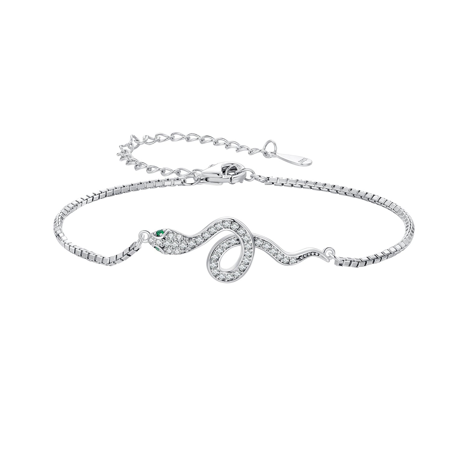 S925 Sterling Silver & Pavé CZ Platinum-Plated Bracelet