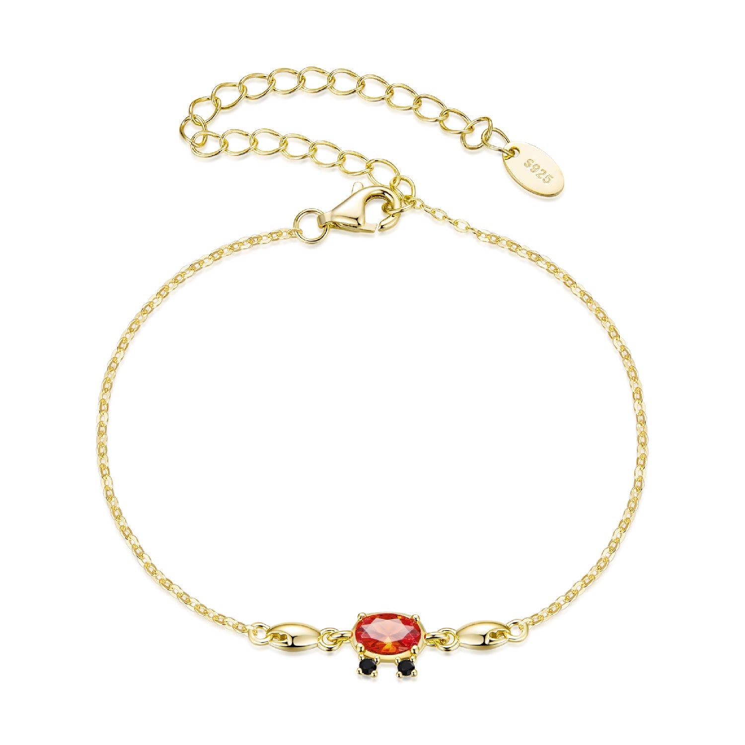 925 Sterling Silver Gold Plated CZ Bracelet 15+6cm for Women