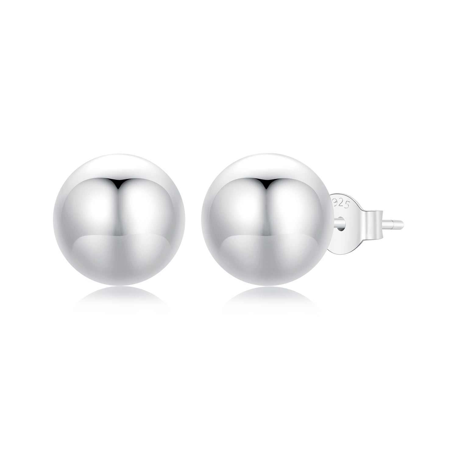 925 Sterling Silver Plated White Gold Earrings - 10mm for Women
