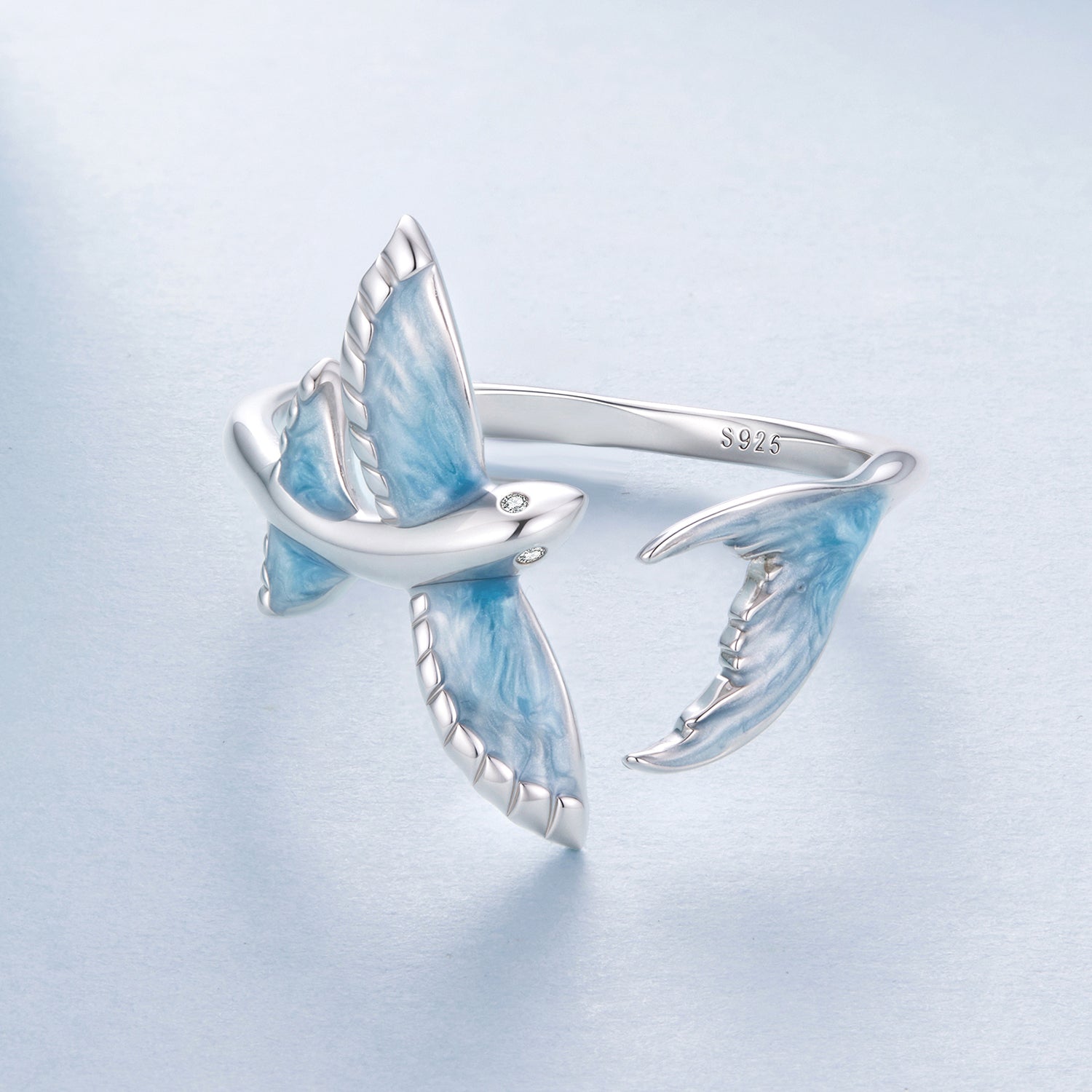 925 Sterling Silver White Enamel Pavé Set CZ Ring for Women