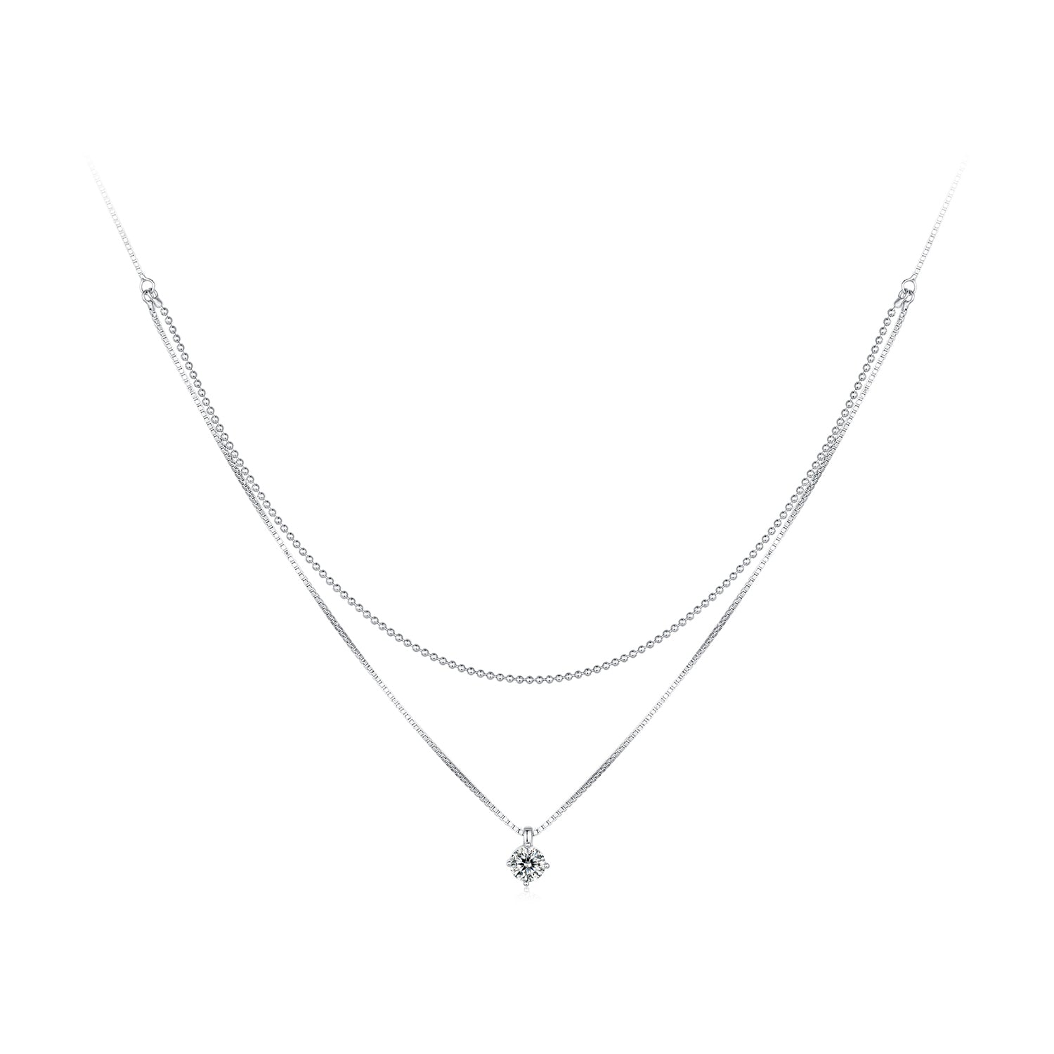 925 Sterling Silver Necklace with 8x6mm Pavé Setting CZ Pendant for Women