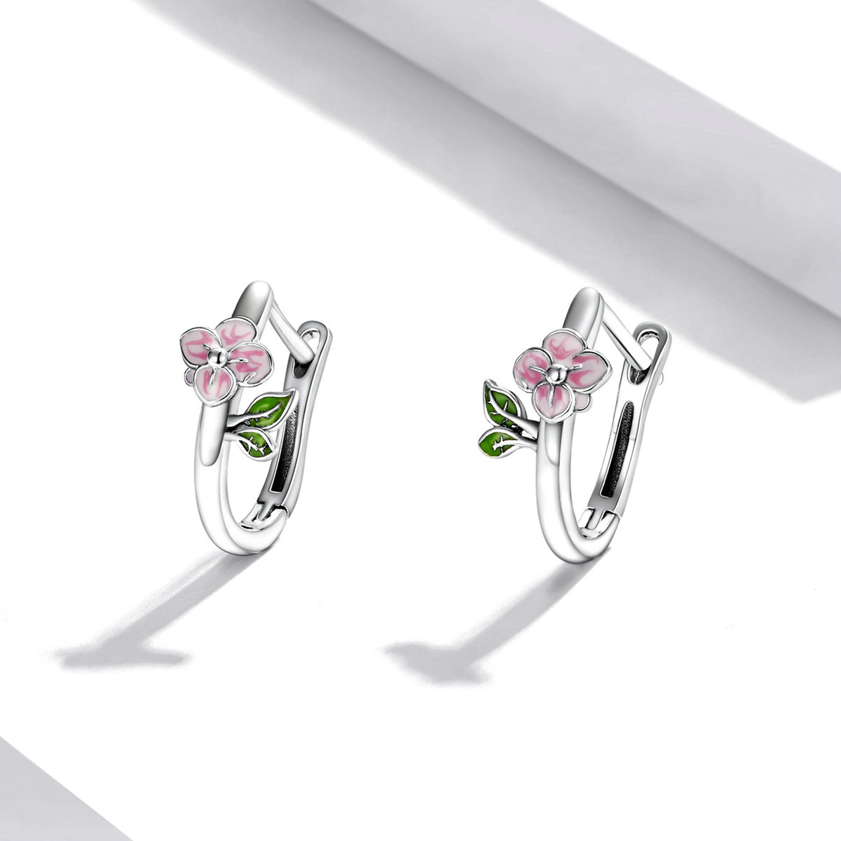 925 Sterling Silver Enamel Oxidized Silver Earrings for Women - 1.5x0.7cm