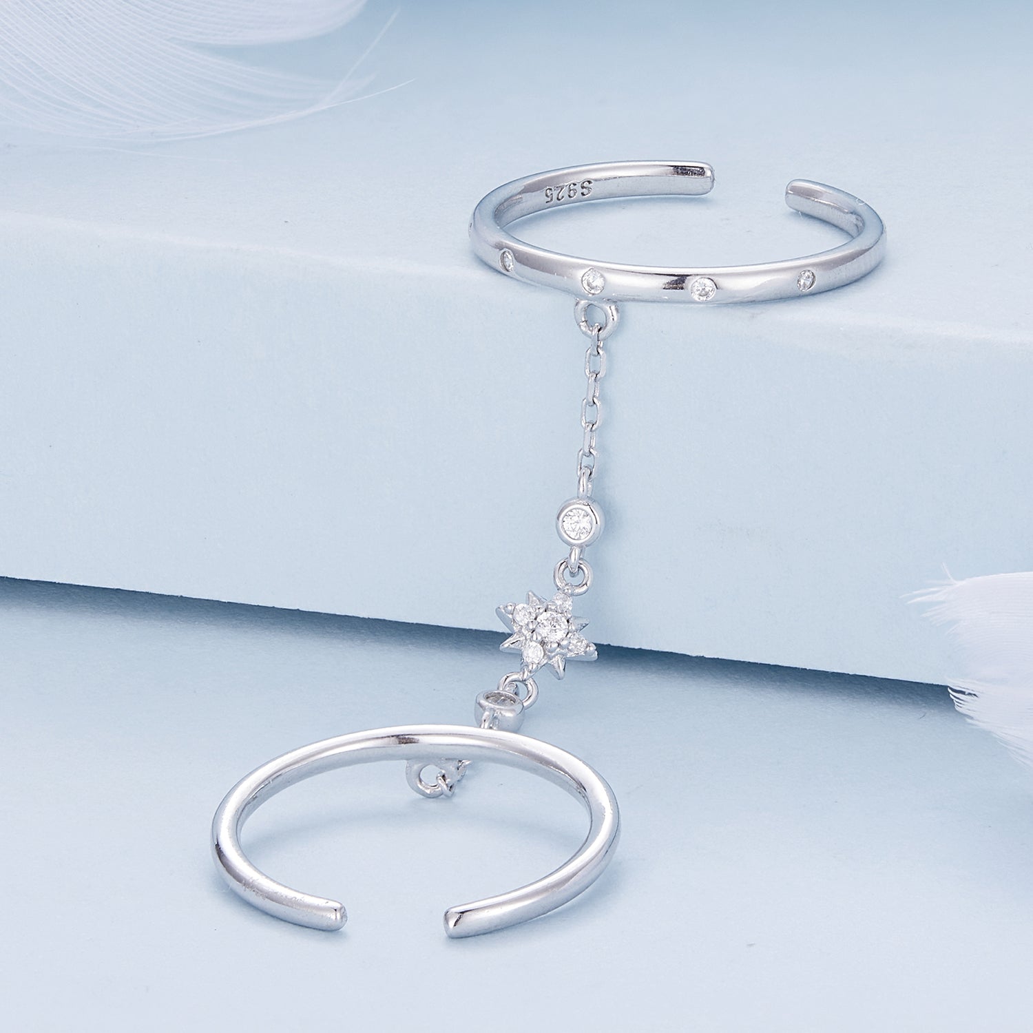 925 Sterling Silver Plated CZ Ring 30mm Chain Length, 1.7mm Width for Women