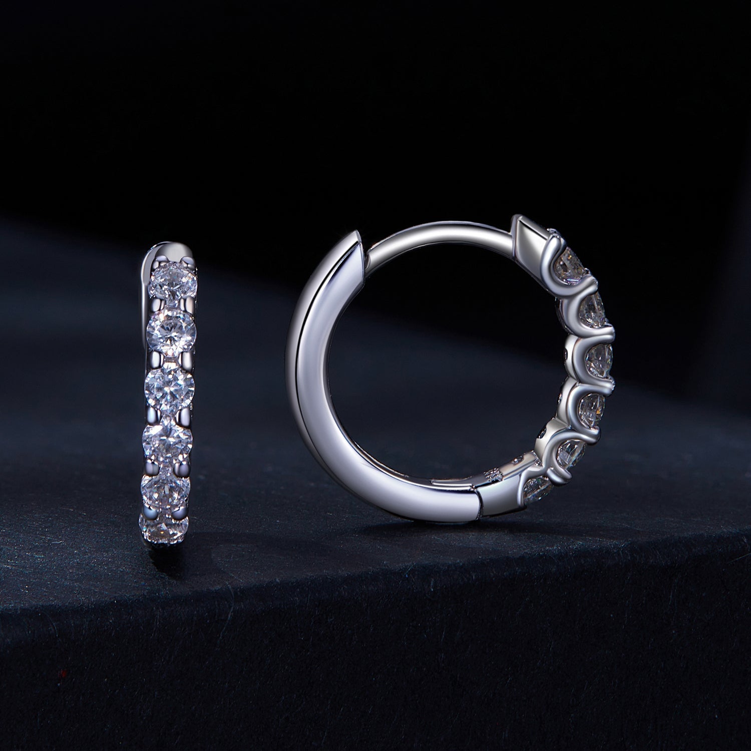 925 Sterling Silver 2.0mm Moissanite Earrings for Women