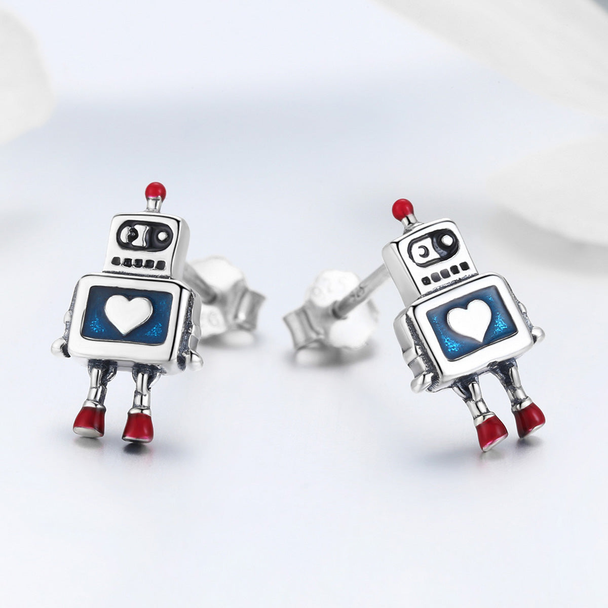 925 Sterling Silver 1.3cm Oxidized Enamel Earrings for Women