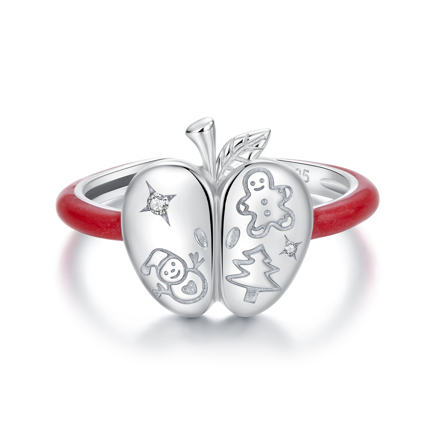 925 Sterling Silver Enamel Pavé CZ Ring for Women Size 1.3 cm