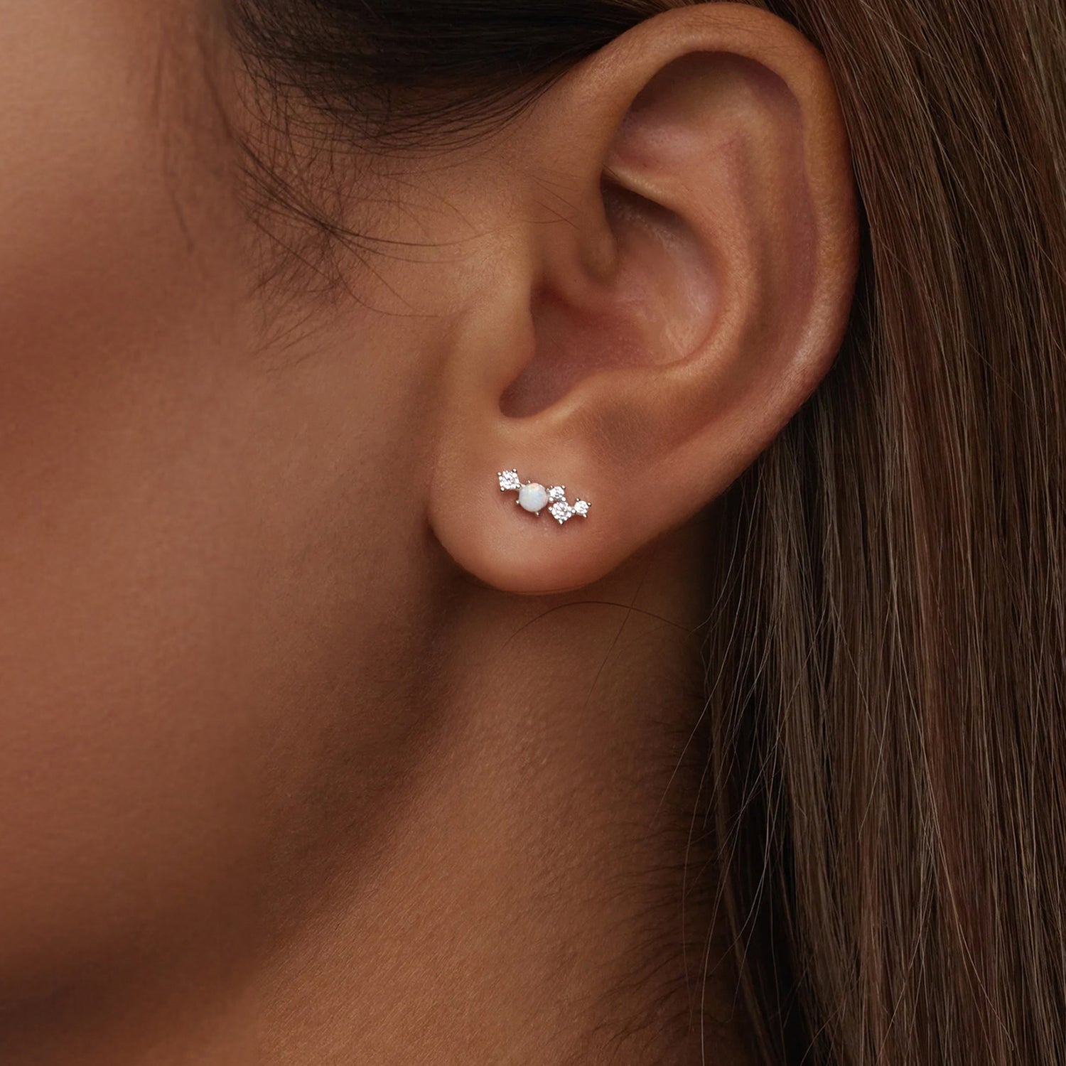 925 Sterling Silver Translucent Opal CZ Earrings for Women