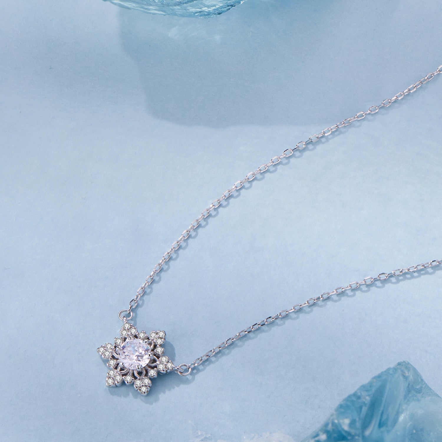 925 Sterling Silver White Gold Plated CZ Necklace 45cm for Women