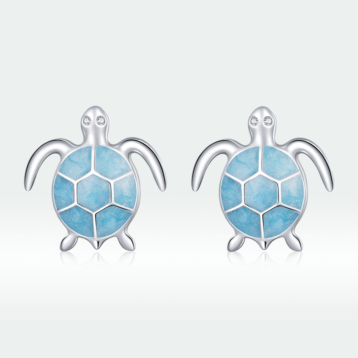 925 Sterling Silver Earrings for Women - Pavé Setting CZ with Enamel Process - 1cm