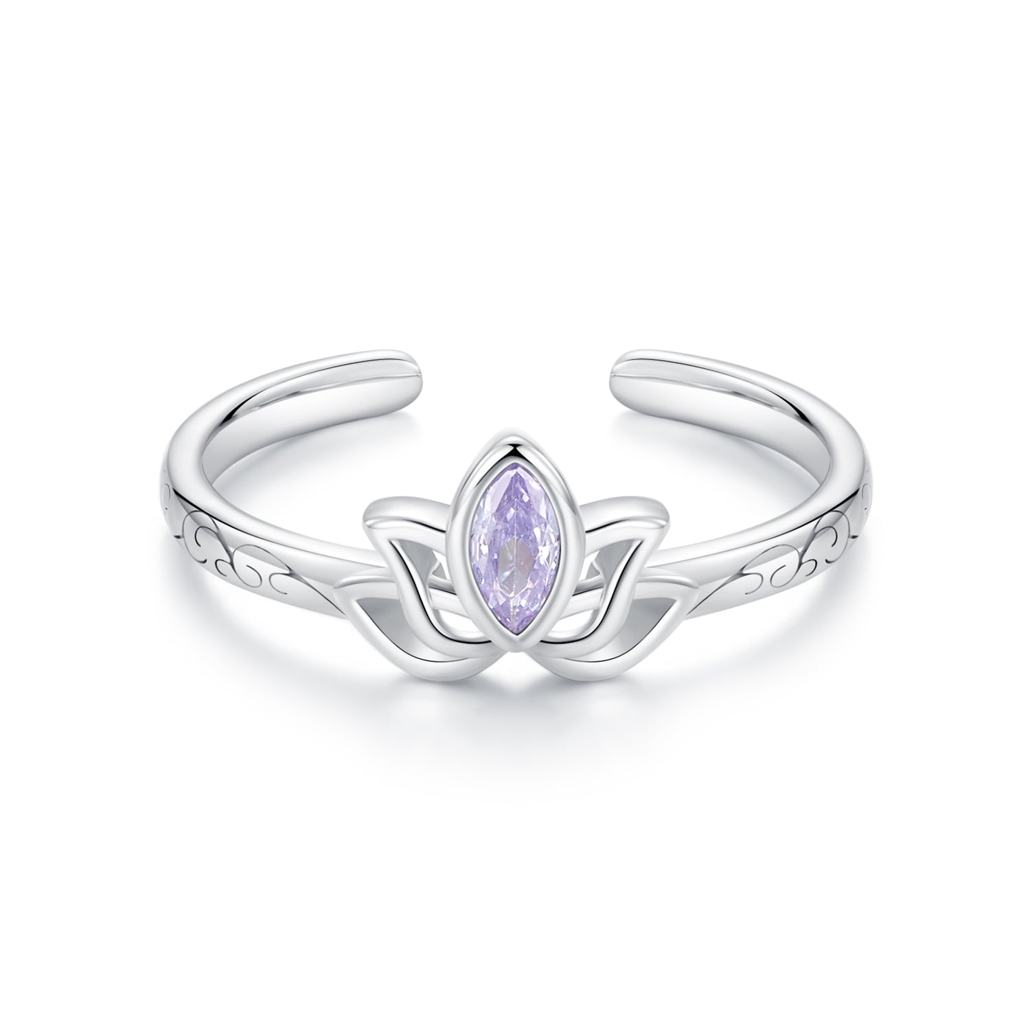 925 Sterling Silver 1.9mm Pavé Setting White Gold Plated Ring