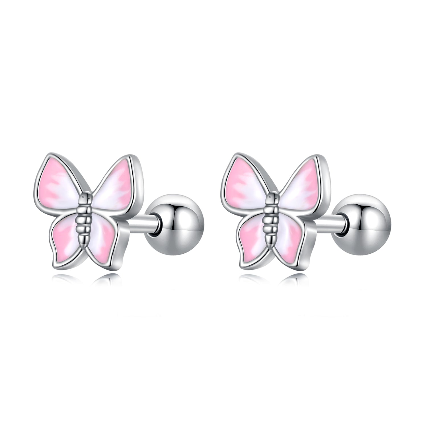 925 Sterling Silver Earrings with Enamel Process, 0.6cm, for Women