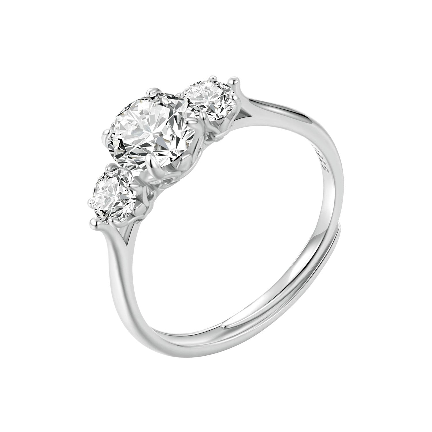 925 Sterling Silver Moissanite 6.5mm 1ct Ring, Size E for Women