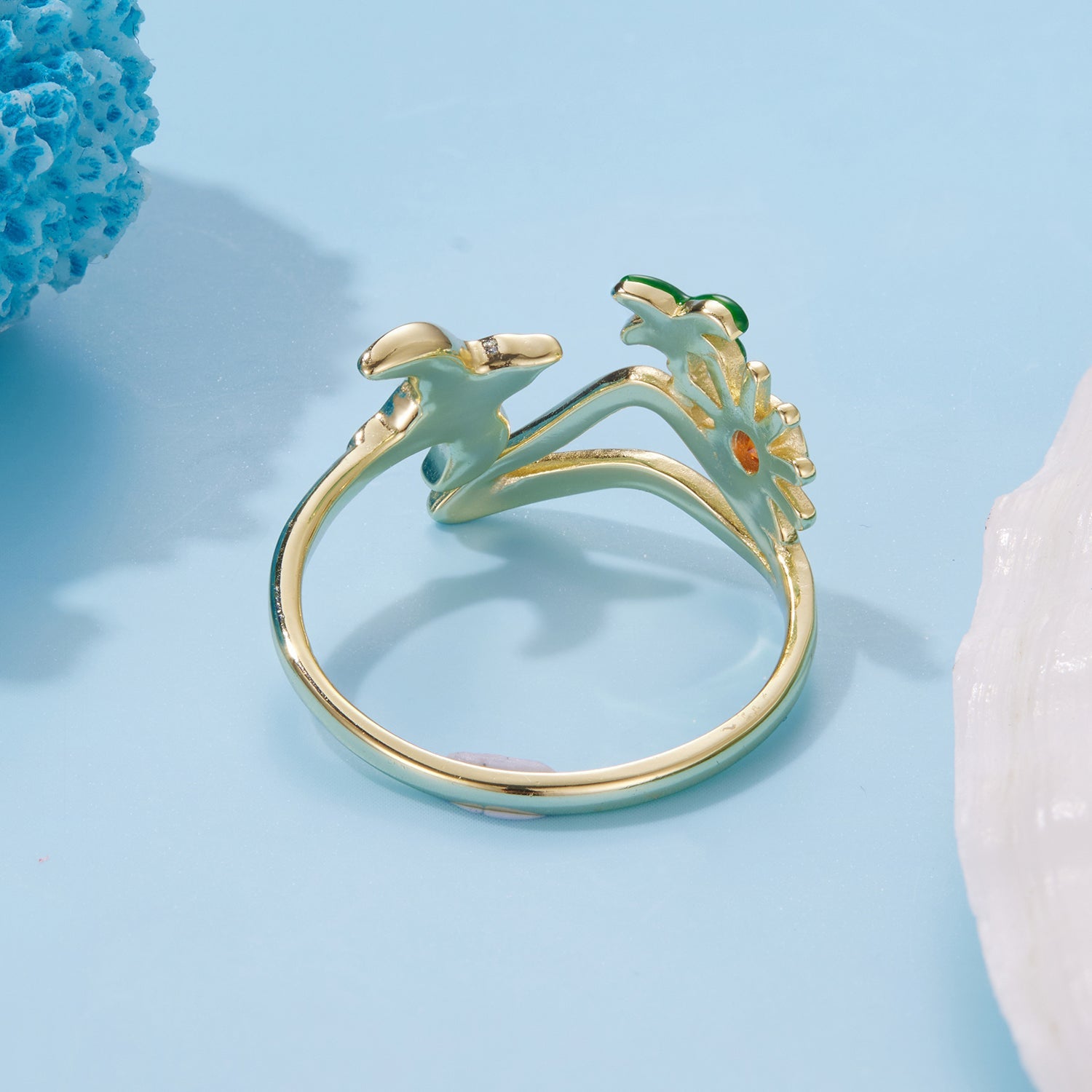 925 Sterling Silver Enamel Gold-Plated Ring for Women
