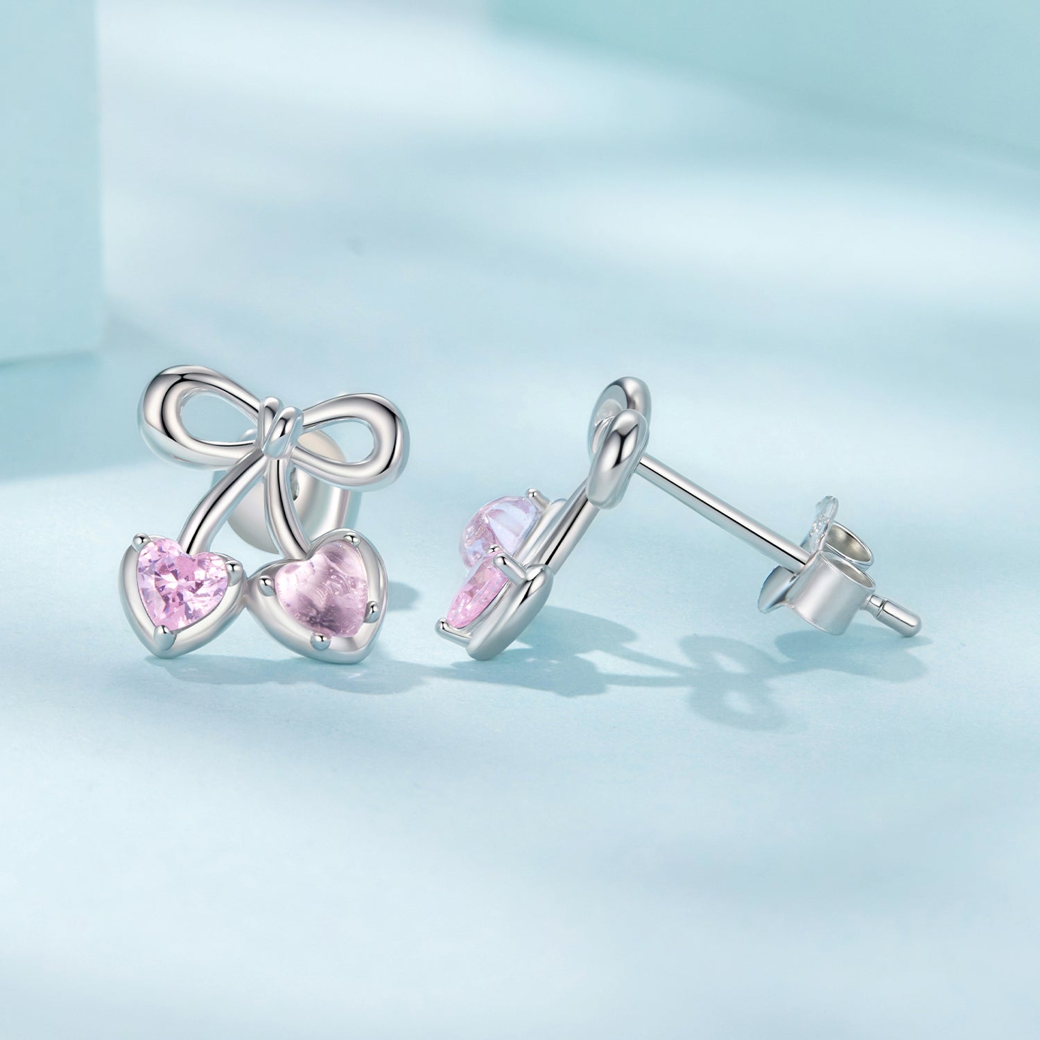 925 Sterling Silver Earrings with Pavé Setting CZ and Transparent Glass for Women