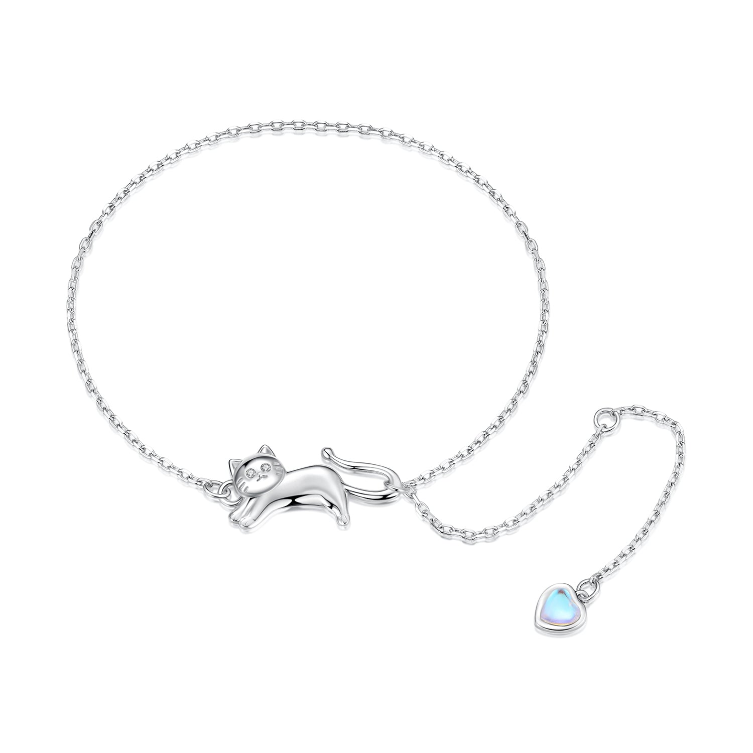 925 Sterling Silver White Gold Plated Moonstone CZ Bracelet for Women