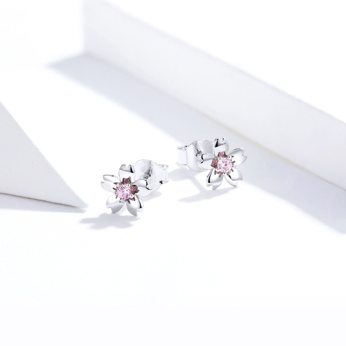 925 Sterling Silver Earrings with CZ in Pavé Setting