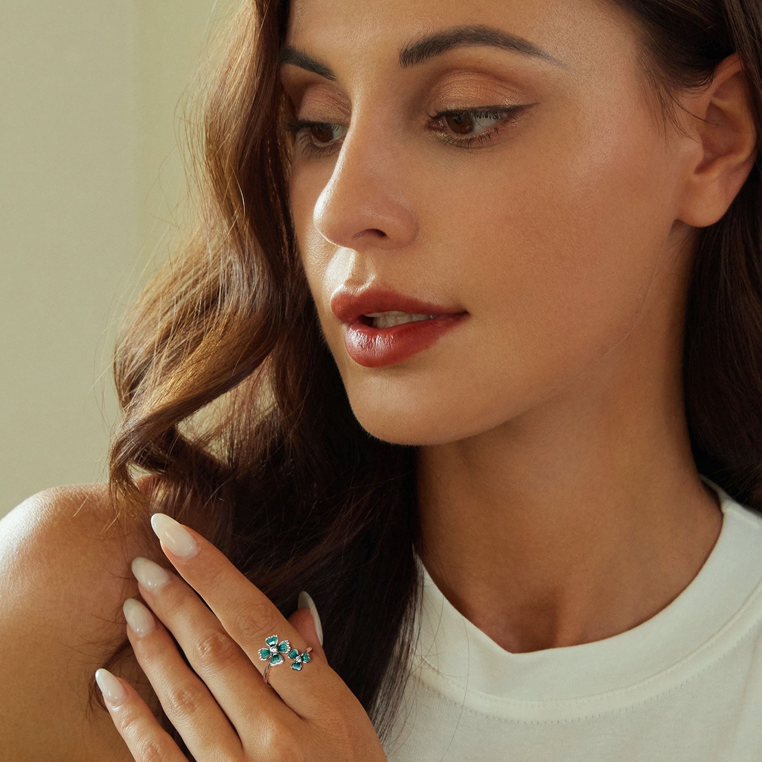 925 Sterling Silver Enamel Pavé CZ Ring for Women