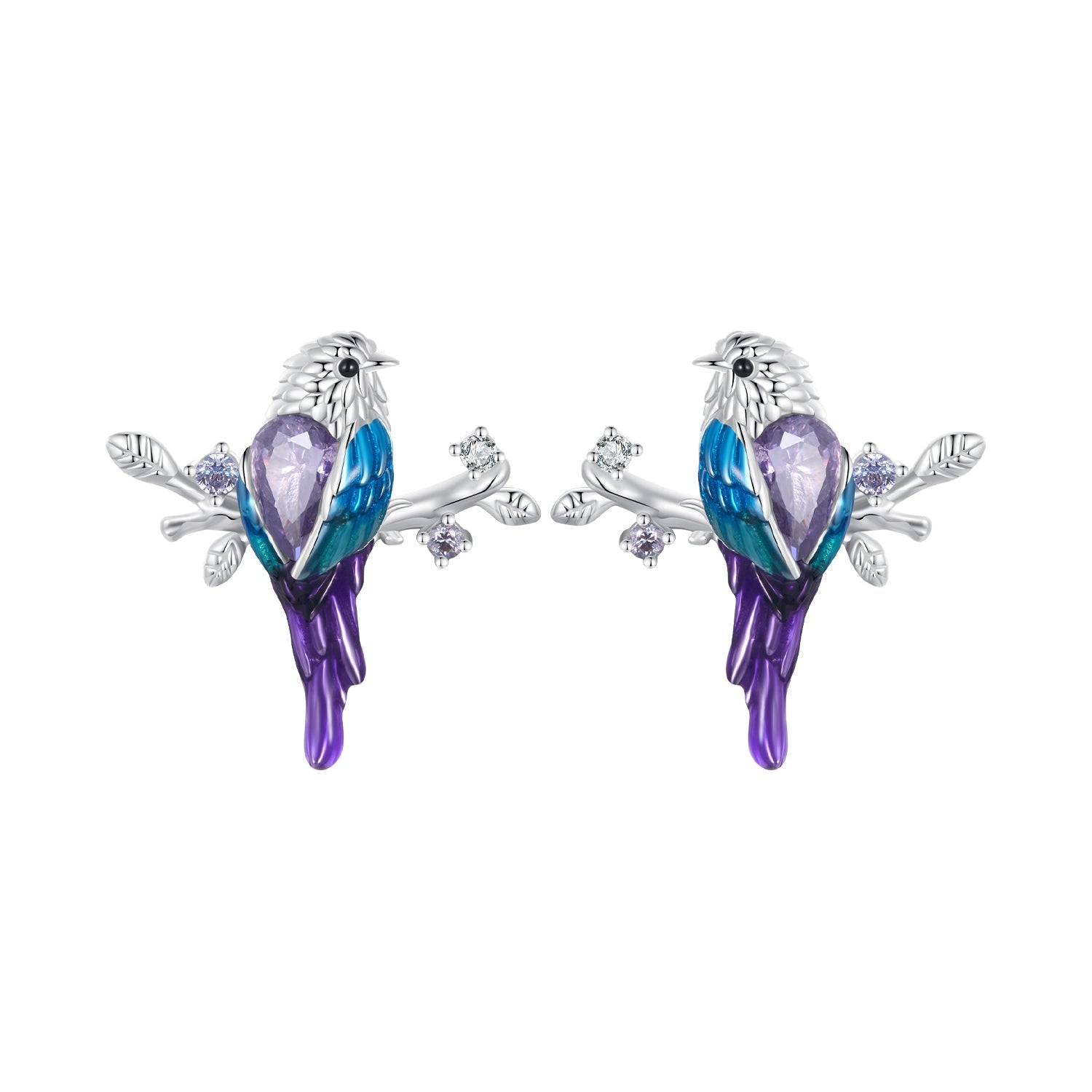 925 Sterling Silver Enamel Process Pavé Setting CZ Earrings