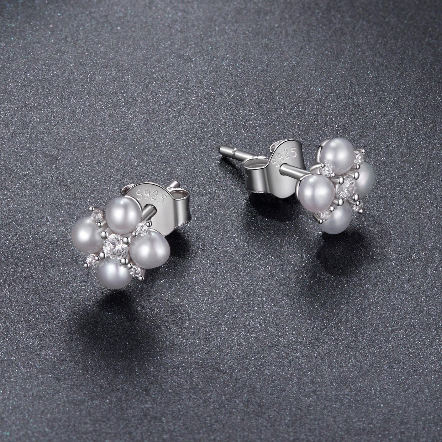 925 Sterling Silver 0.05ct Moissanite & Freshwater Pearl Earrings for Women