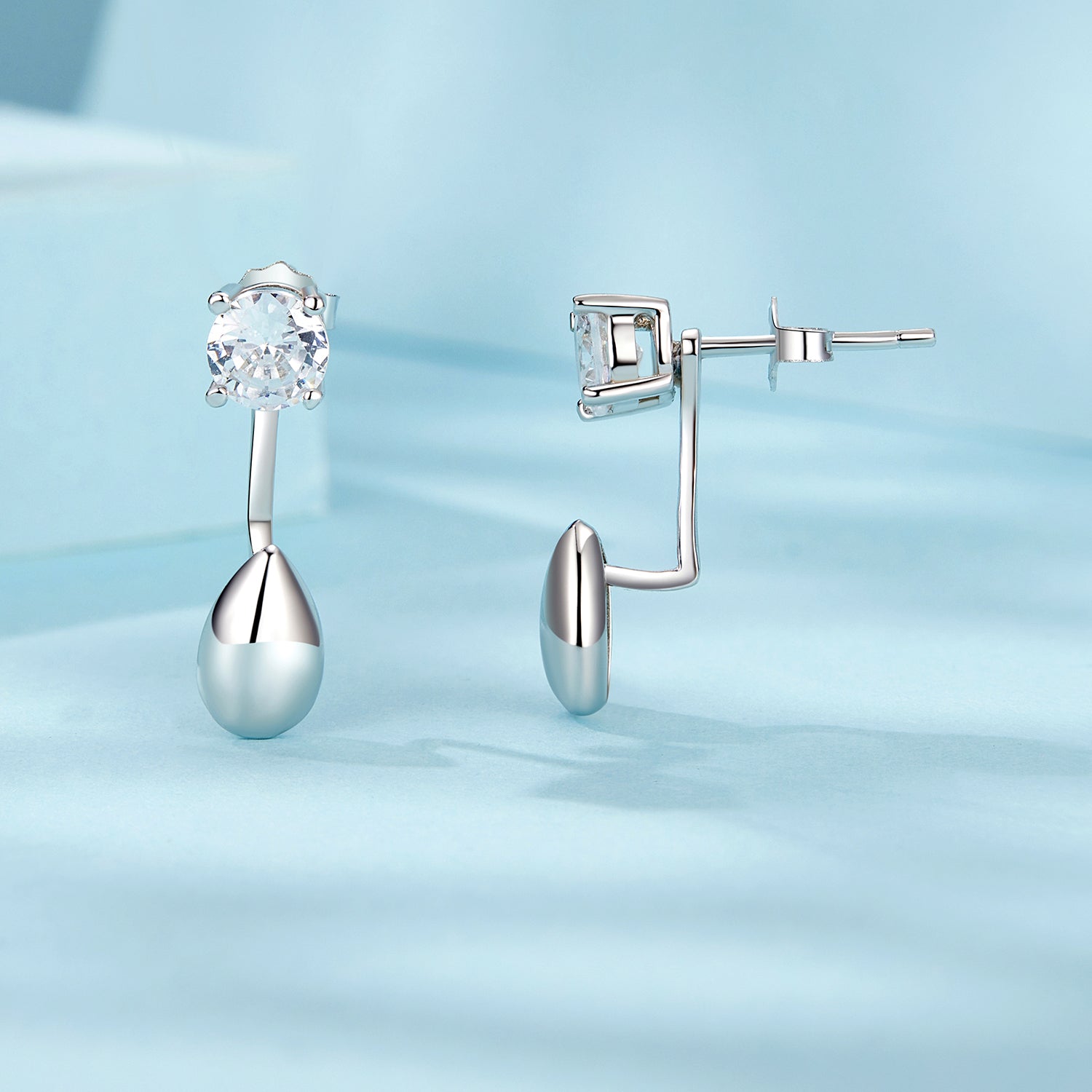 925 Sterling Silver Plated White Gold Earrings with Pavé Setting CZ