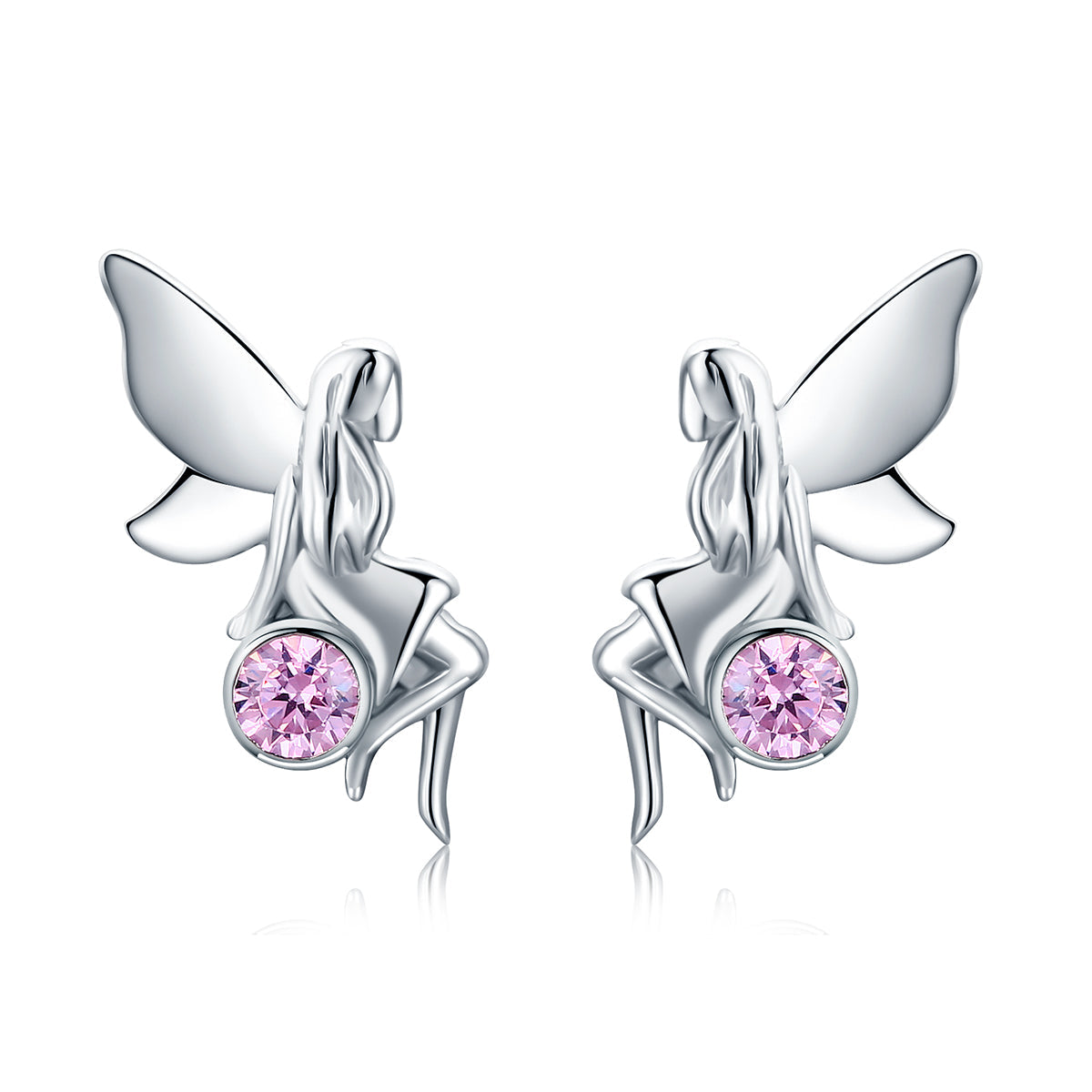 925 Sterling Silver Earrings with Pavé Setting CZ, 1.6*0.7 cm for Women