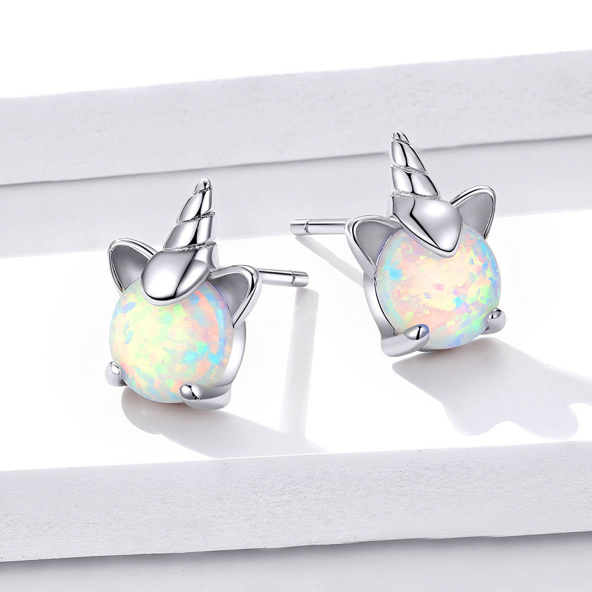 S925 Sterling Silver Earrings with Translucent Opal