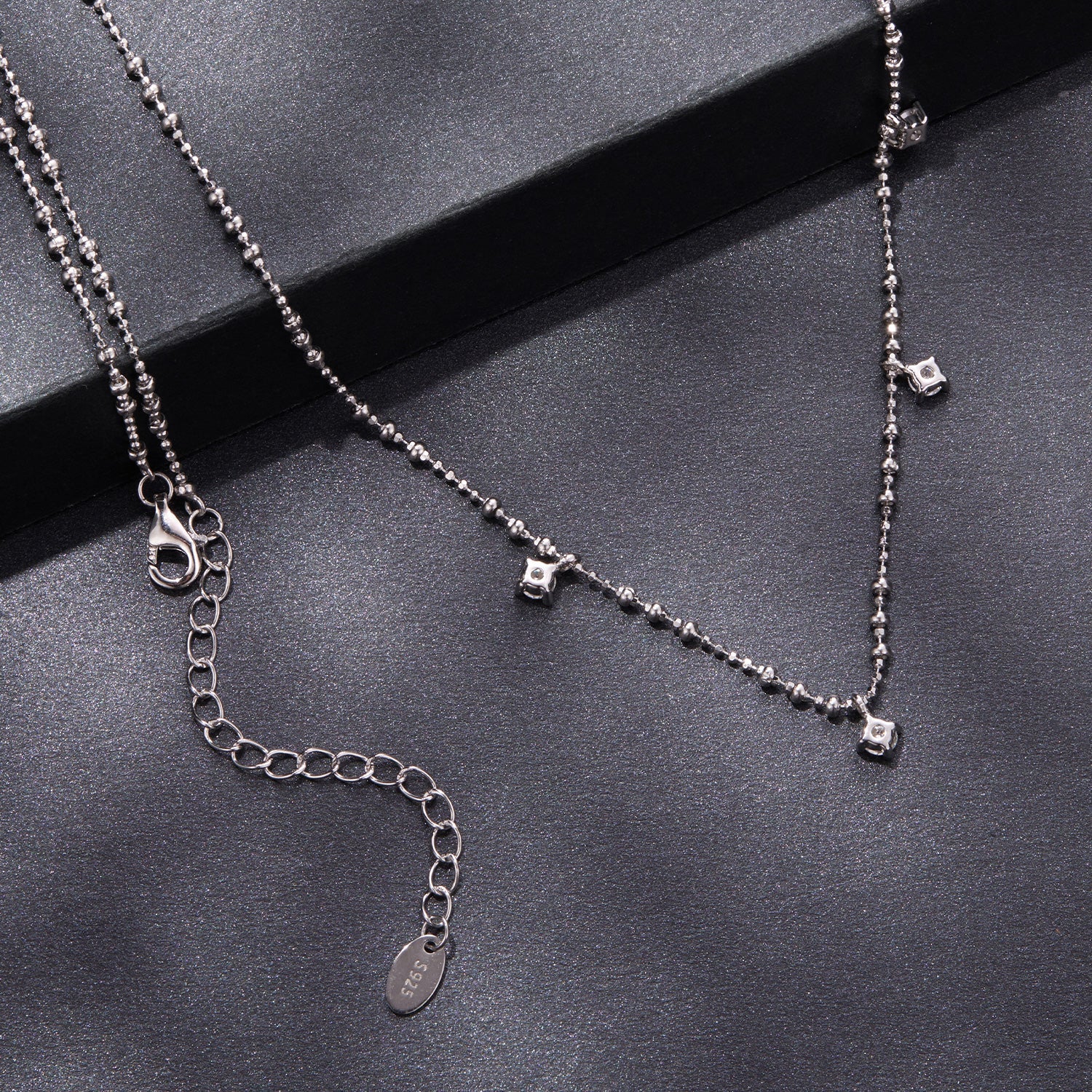 925 Sterling Silver 0.10ct Moissanite Necklace in White Gold, 40+5cm Chain for Women