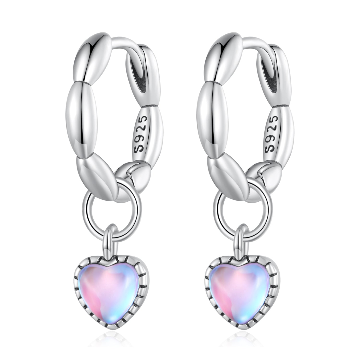 S925 Sterling Silver Earrings with Transparent Glass for Women