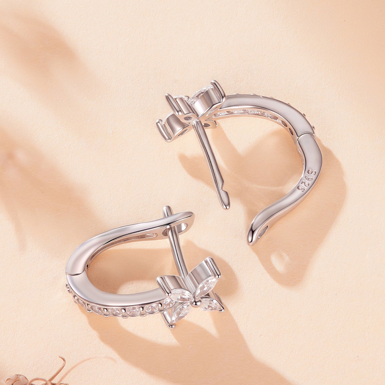 925 Sterling Silver White Gold Plated CZ Earrings for Women