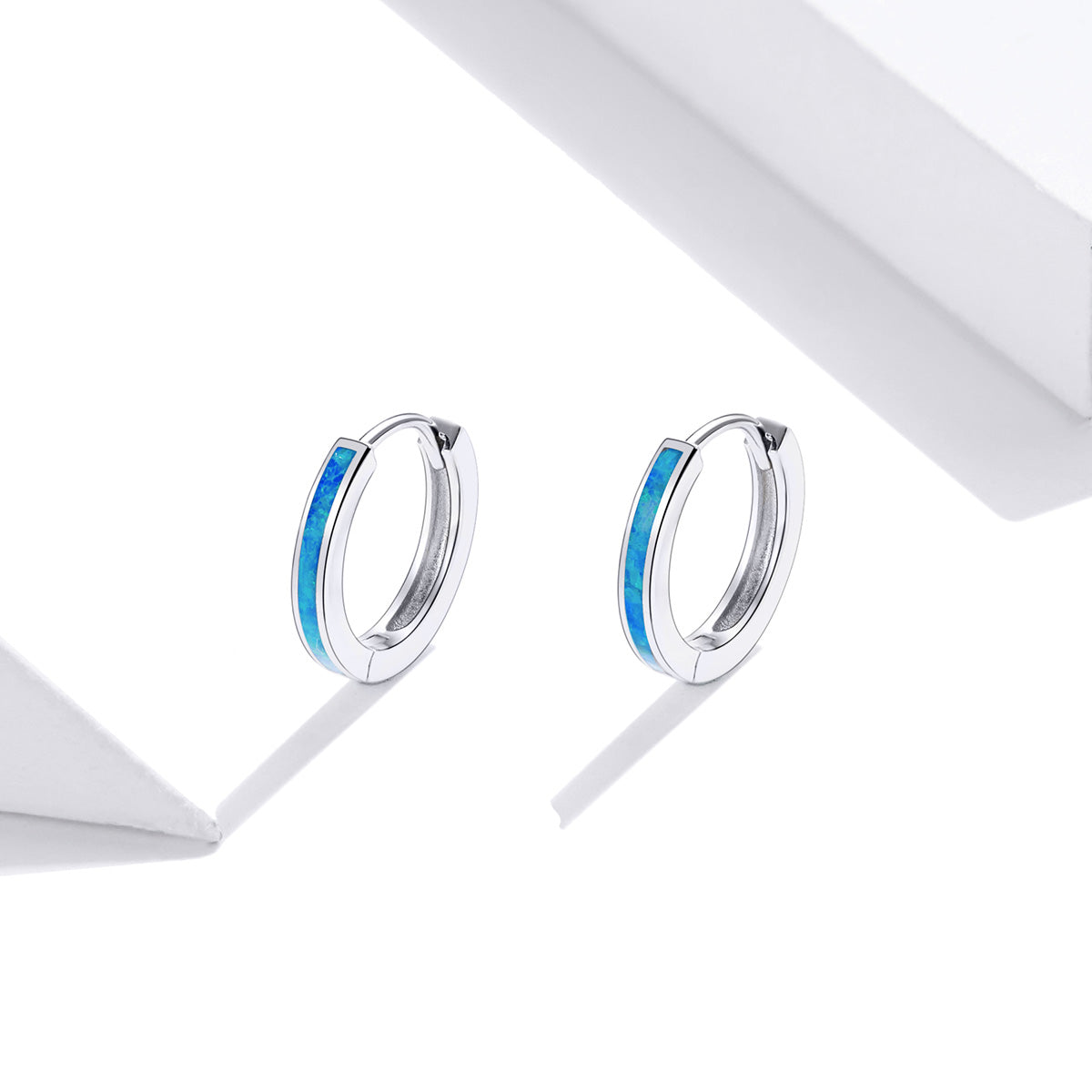 925 Sterling Silver + Platinum Translucent Opal Earrings for Women