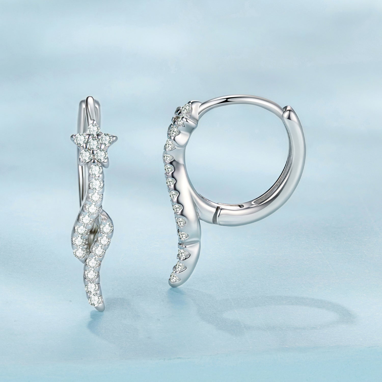 925 Sterling Silver Plated White Gold Earrings with CZ for Women