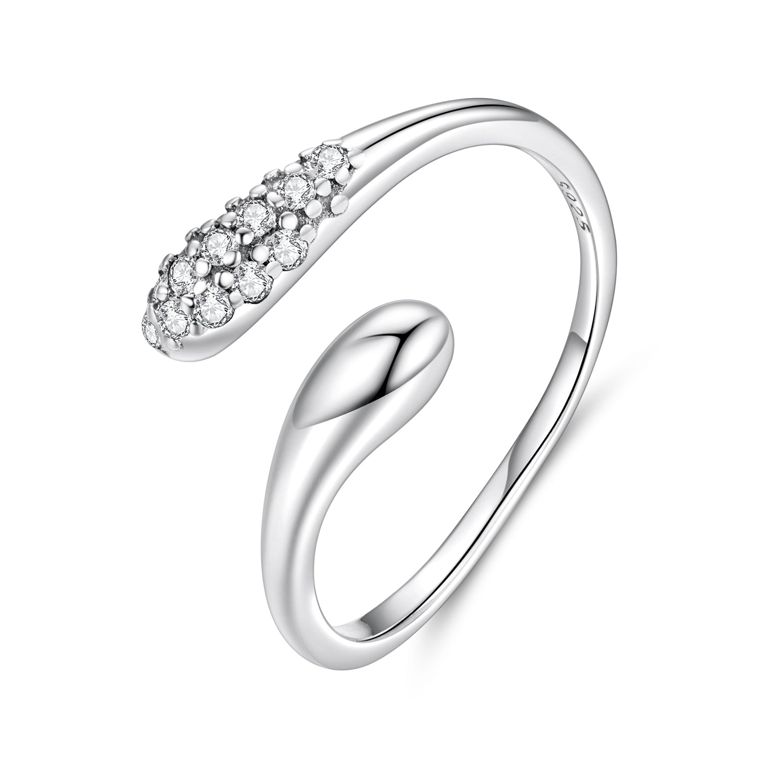 925 Sterling Silver Oxidized Pavé Setting CZ Ring