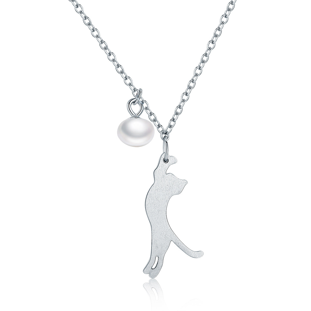 925 Sterling Silver 0.6 Carat Pearl Necklace for Women