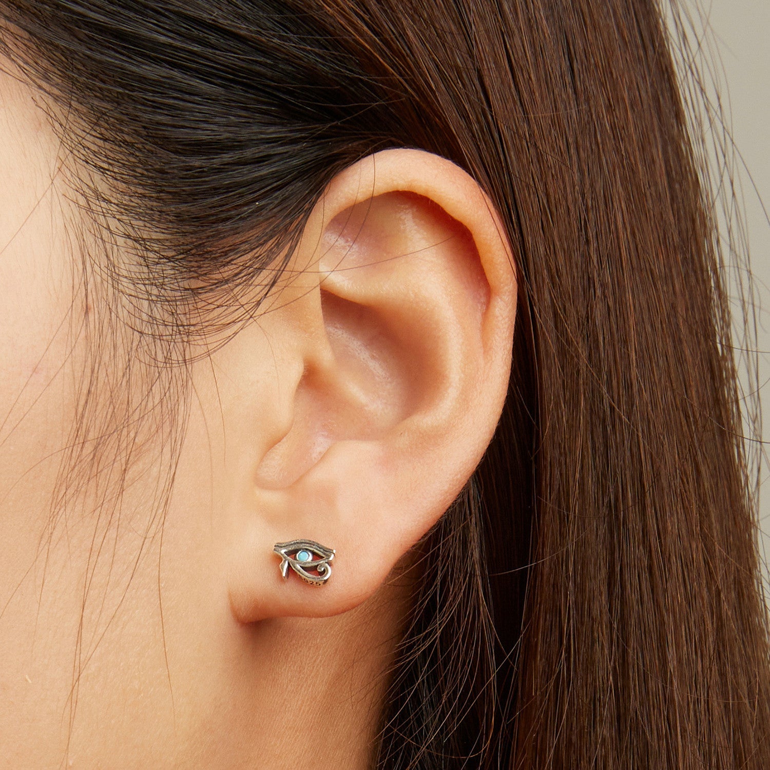 925 Sterling Silver Turquoise Earrings, 0.6*0.9cm, Oxidized Silver Finish for Women