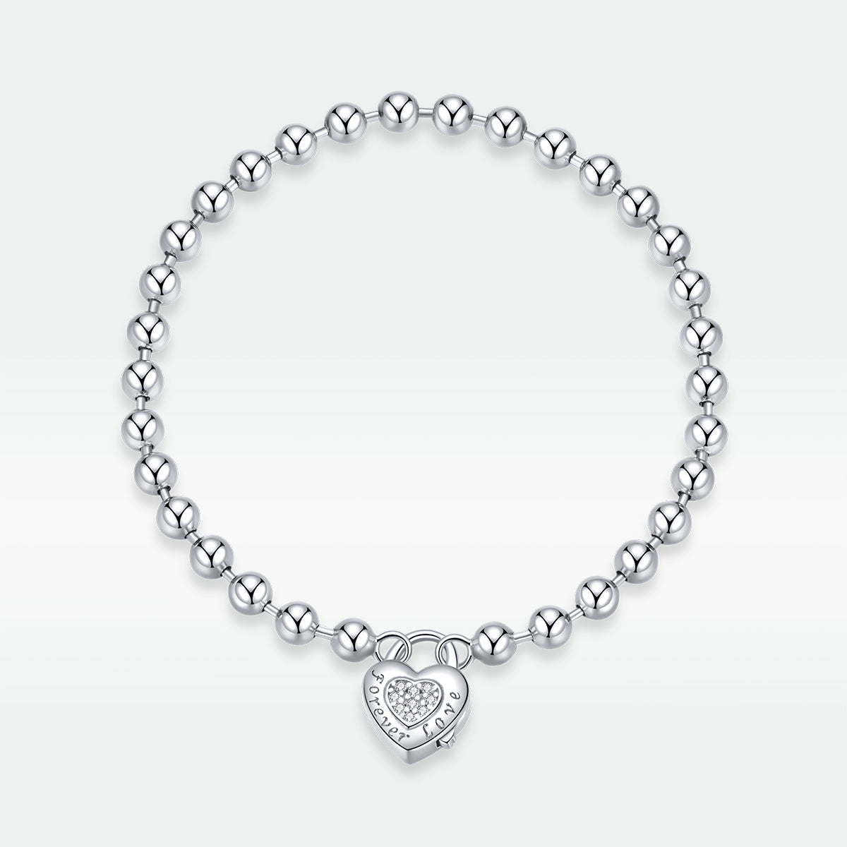 925 Sterling Silver Bracelet with Pavé Setting CZ and Platinum Plating, 17cm for Women